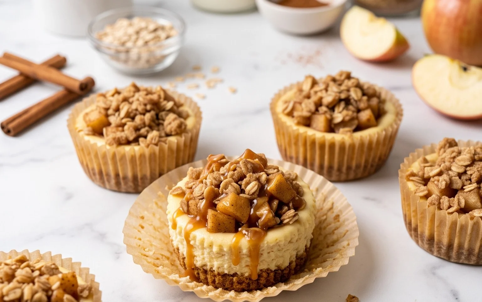 Easy Apple Crisp Mini Cheesecakes Recipe