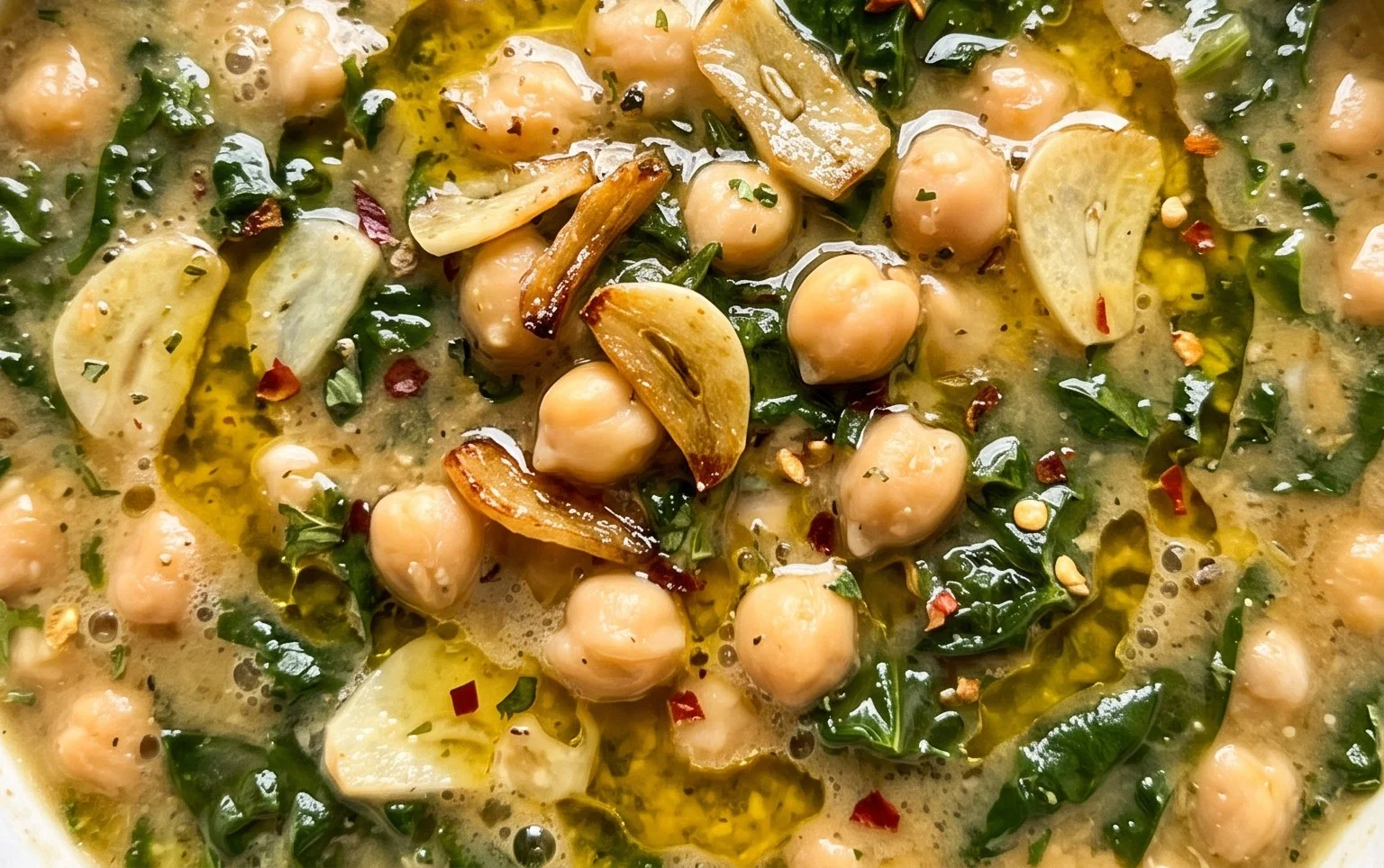 Vegan Garlic Chickpea Soup