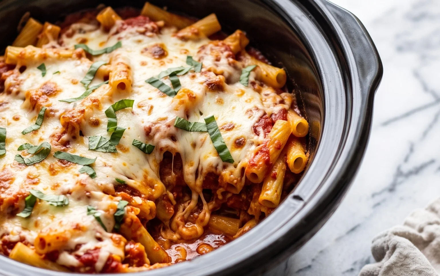 Easy Crock Pot Baked Ziti Recipe